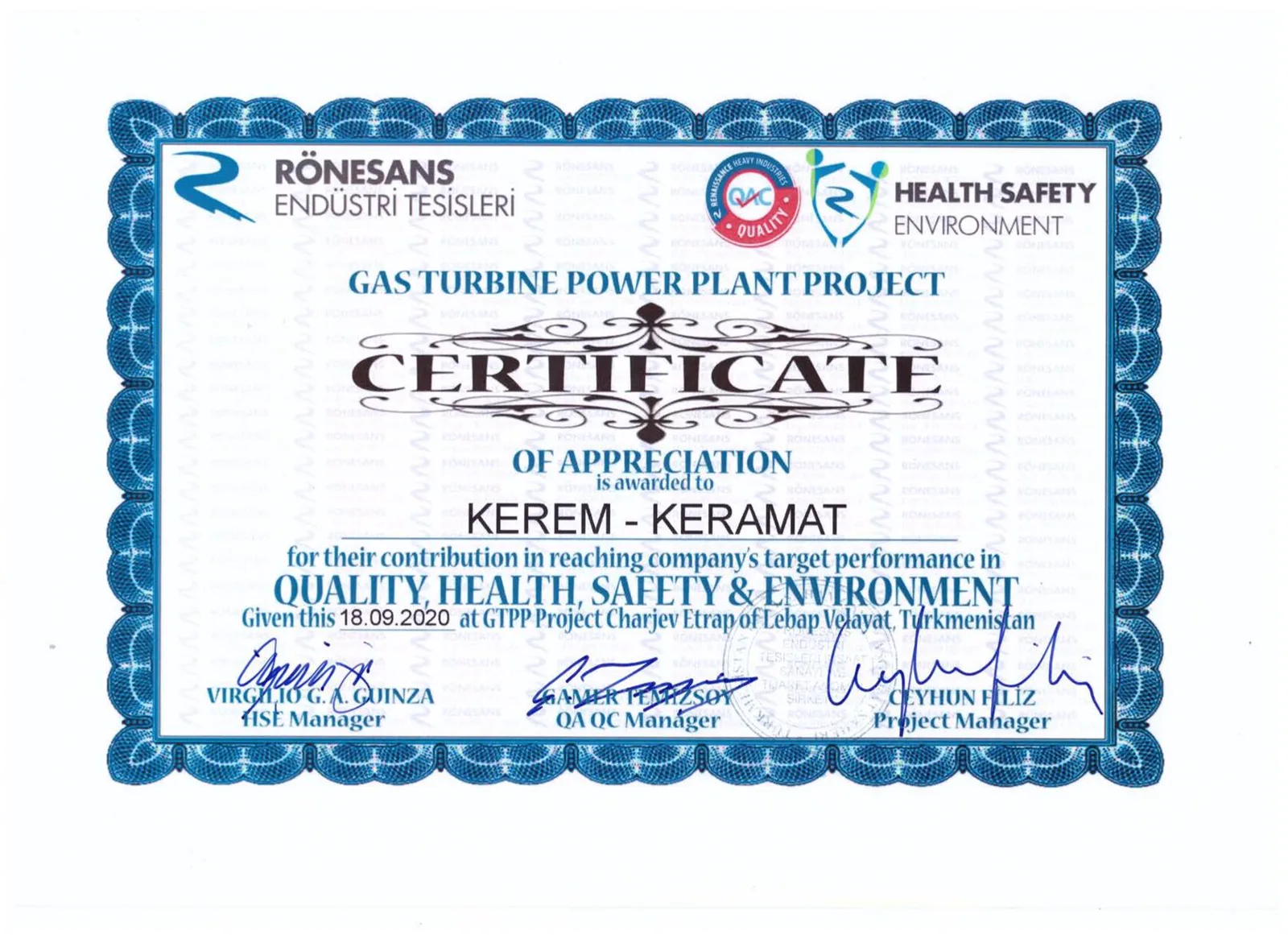 ISO certificate