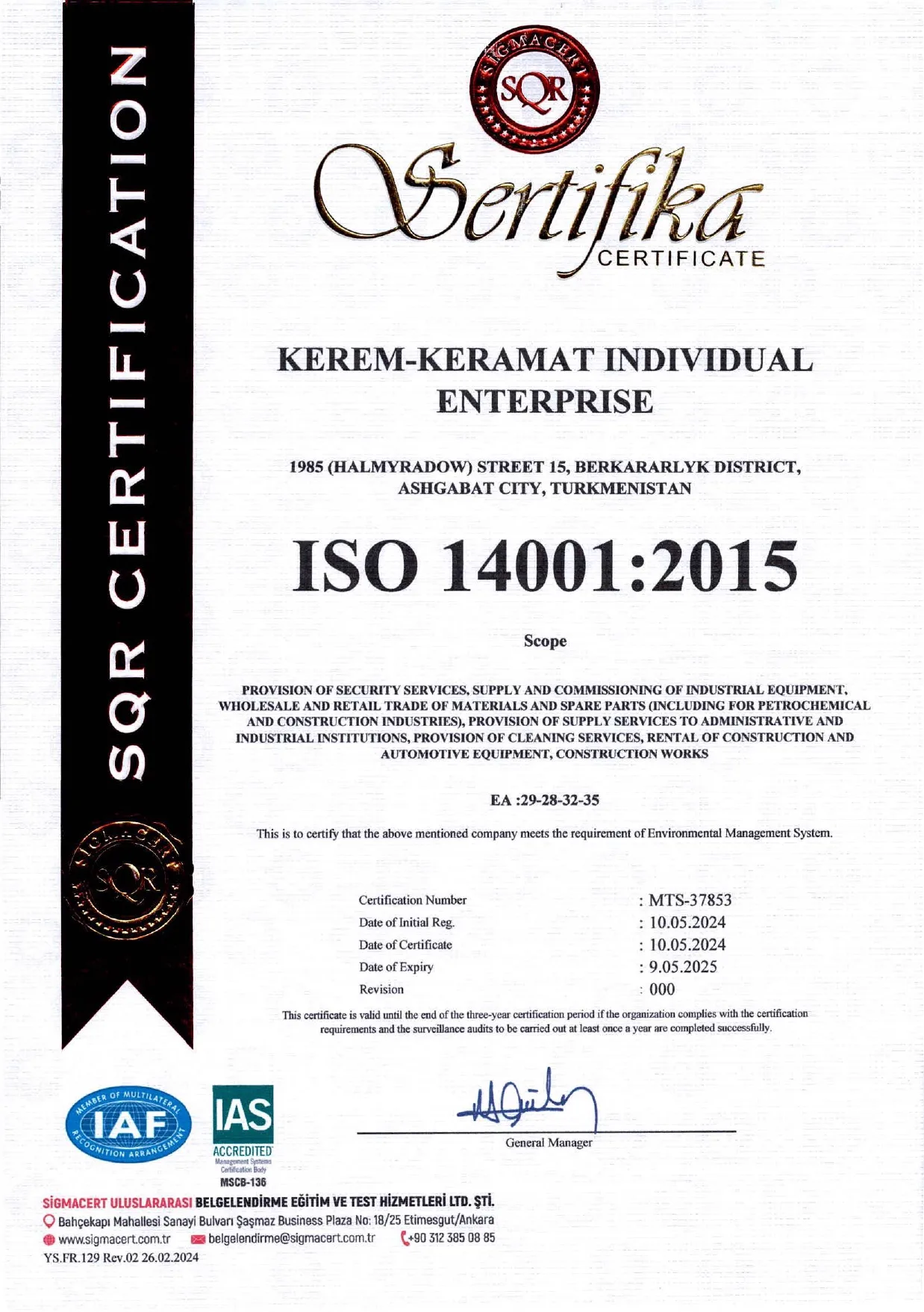 ISO certificate
