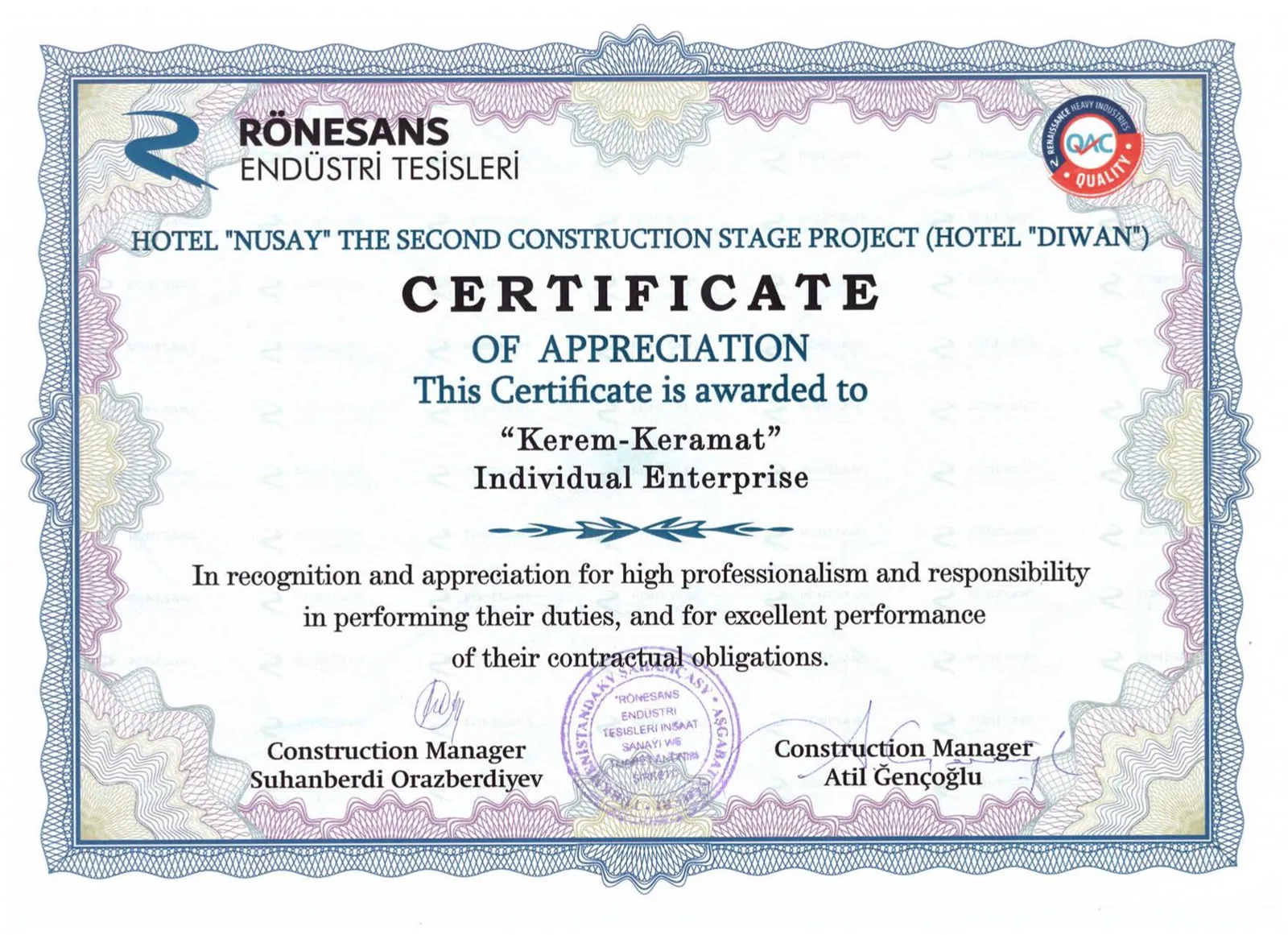 ISO certificate